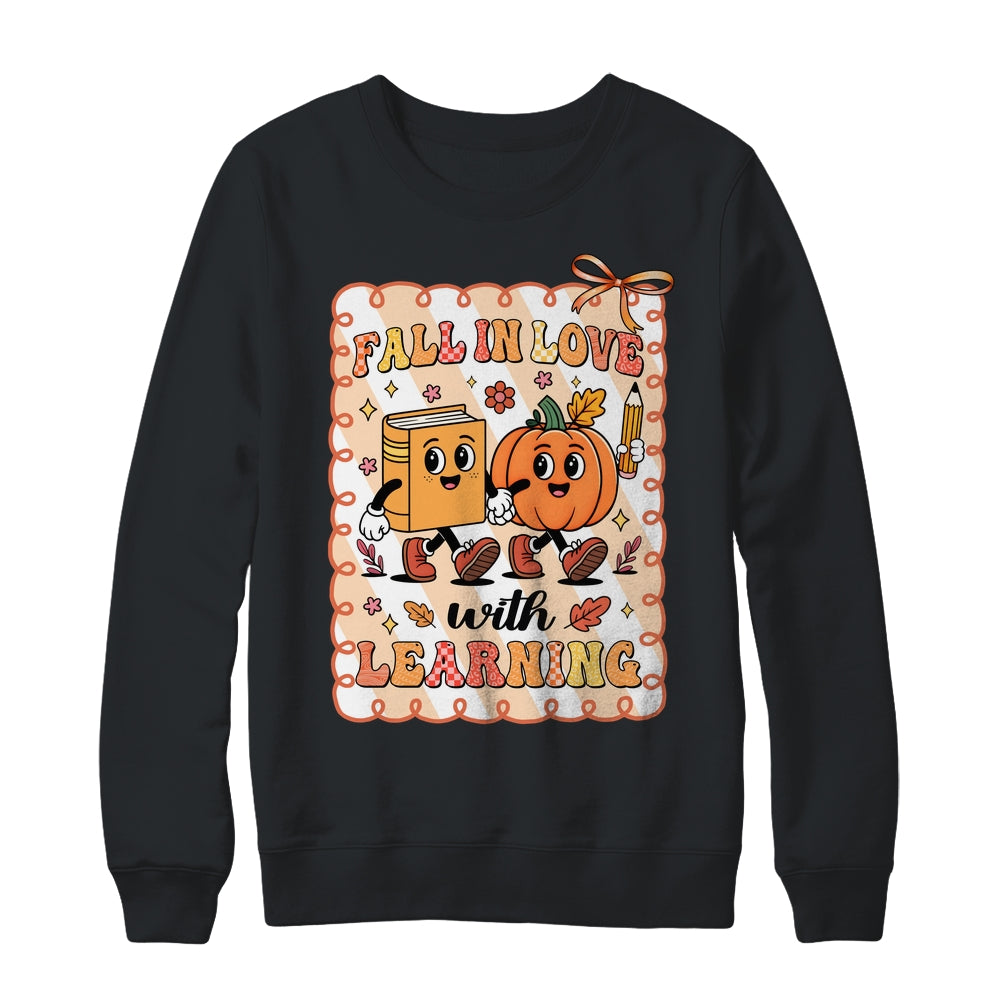 Pumpkin Teacher Preppy Fall In Love With Learning Autumn Shirt & Sweatshirt | siriusteestore