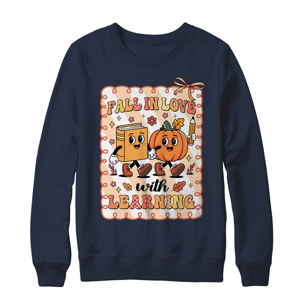 Pumpkin Teacher Preppy Fall In Love With Learning Autumn Shirt & Sweatshirt | siriusteestore