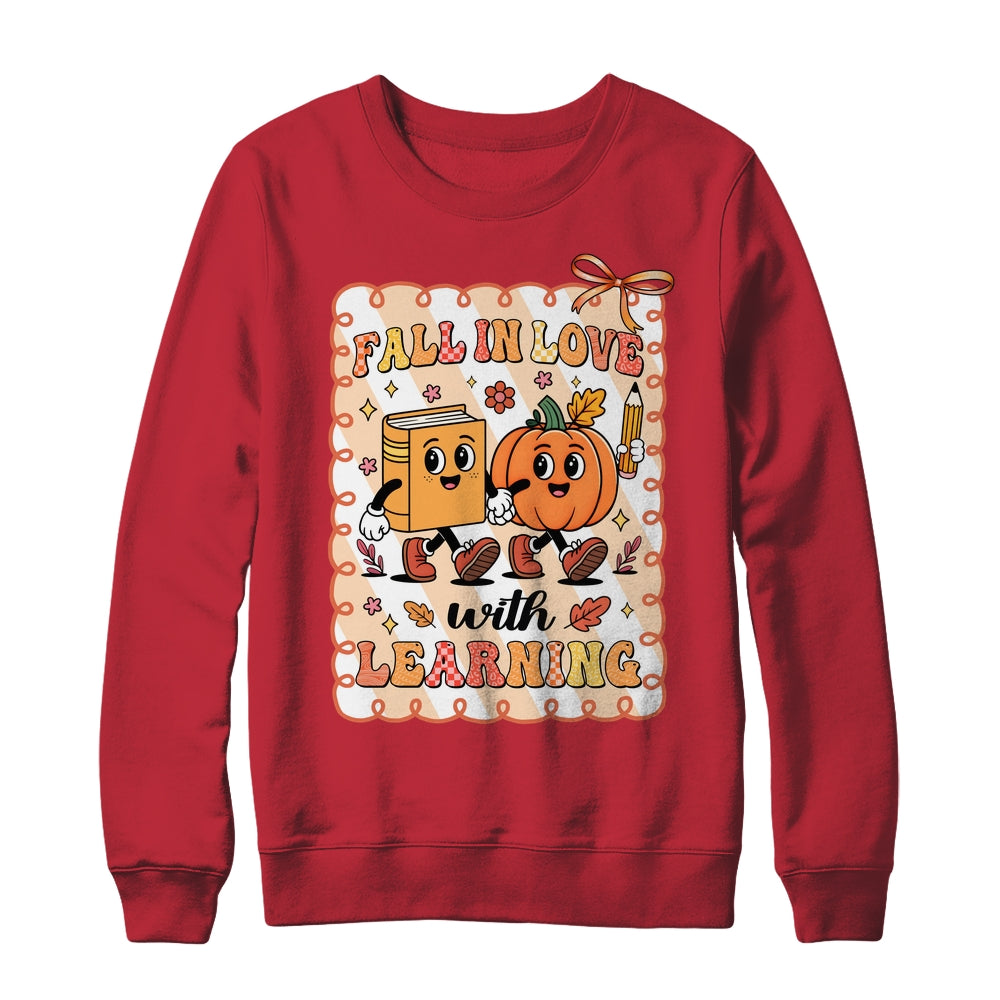 Pumpkin Teacher Preppy Fall In Love With Learning Autumn Shirt & Sweatshirt | siriusteestore
