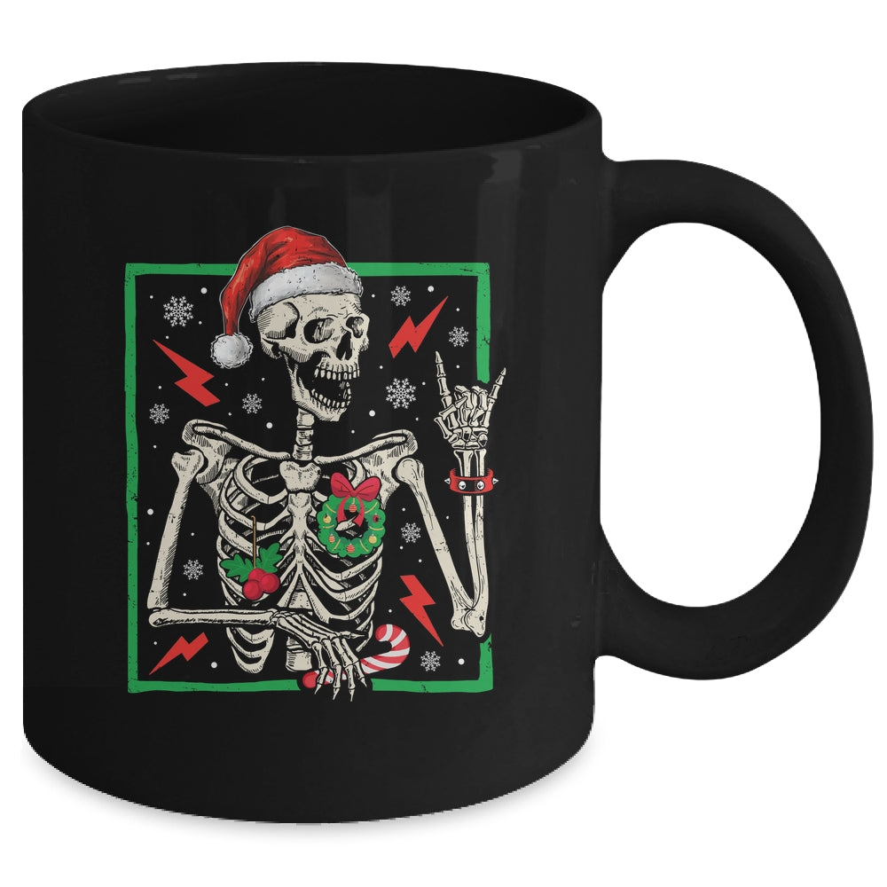 Punk Rock Skeleton Santa Hat Cool Rocker Christmas Men Women Mug | siriusteestore