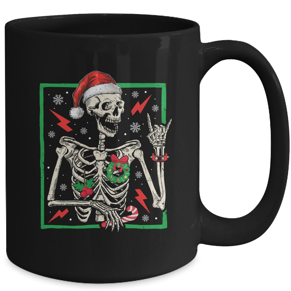 Punk Rock Skeleton Santa Hat Cool Rocker Christmas Men Women Mug | siriusteestore