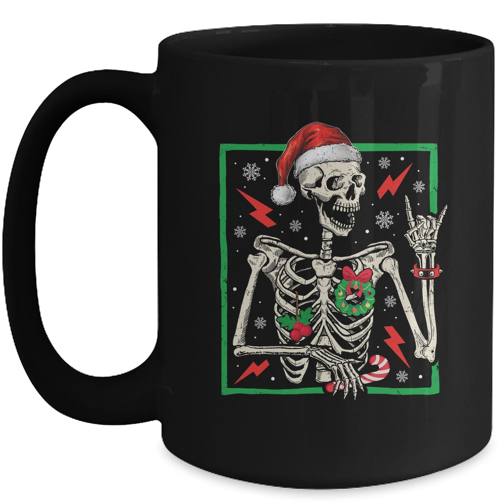 Punk Rock Skeleton Santa Hat Cool Rocker Christmas Men Women Mug | siriusteestore