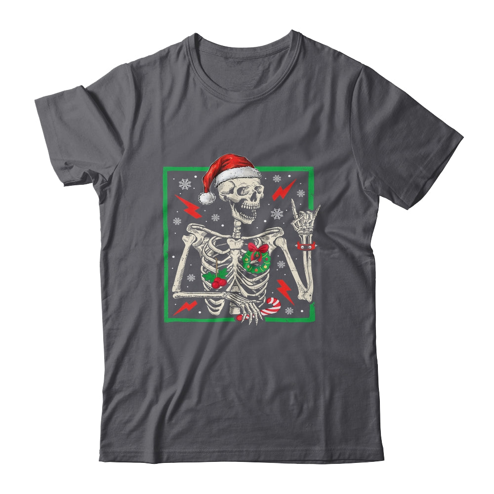 Punk Rock Skeleton Santa Hat Cool Rocker Christmas Men Women Shirt & Sweatshirt | siriusteestore