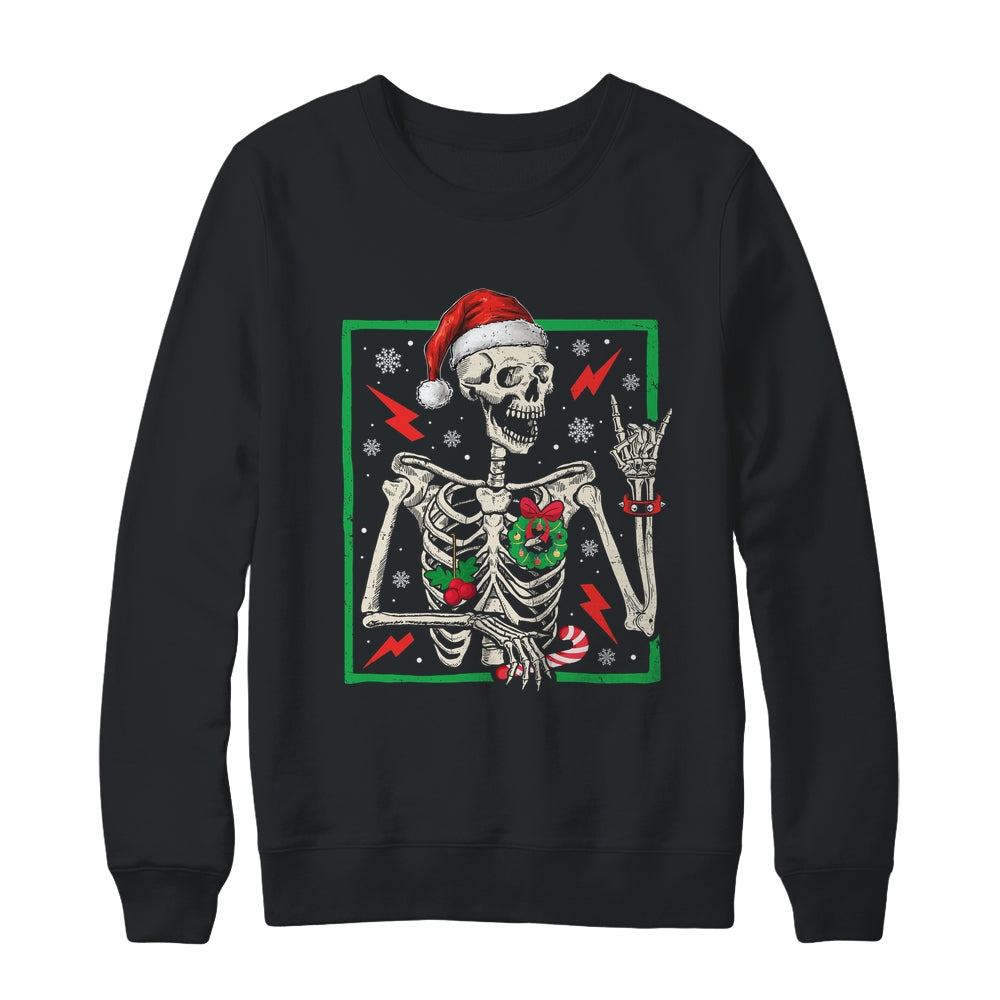 Punk Rock Skeleton Santa Hat Cool Rocker Christmas Men Women Shirt & Sweatshirt | siriusteestore