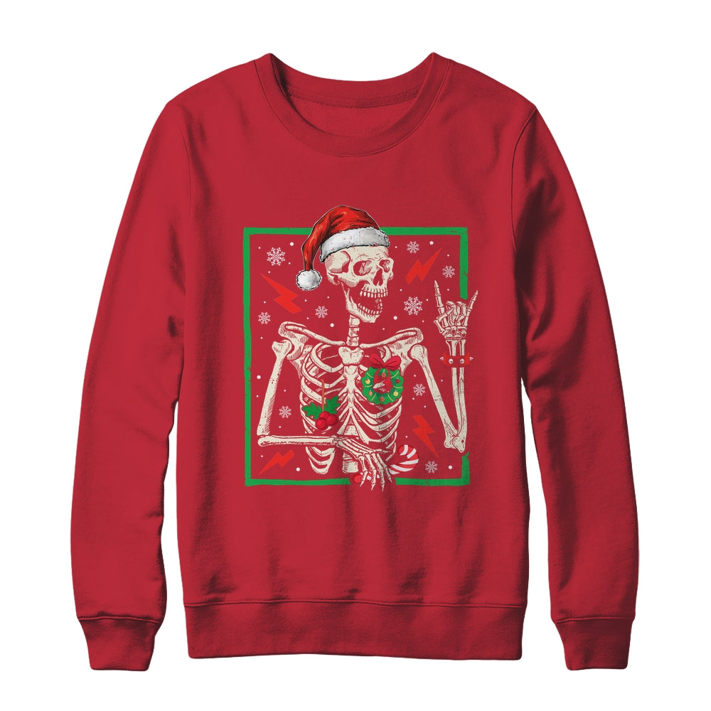 Punk Rock Skeleton Santa Hat Cool Rocker Christmas Men Women Shirt & Sweatshirt | siriusteestore
