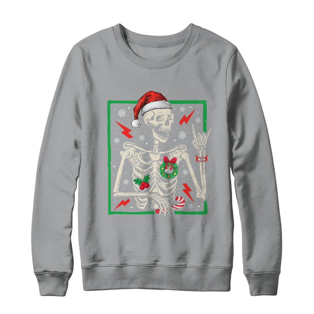 Punk Rock Skeleton Santa Hat Cool Rocker Christmas Men Women Shirt & Sweatshirt | siriusteestore