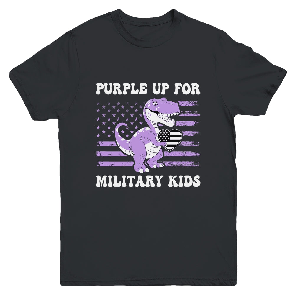 Purple Up For Military Kids Military Child Month Dino Boys Youth Shirt | siriusteestore