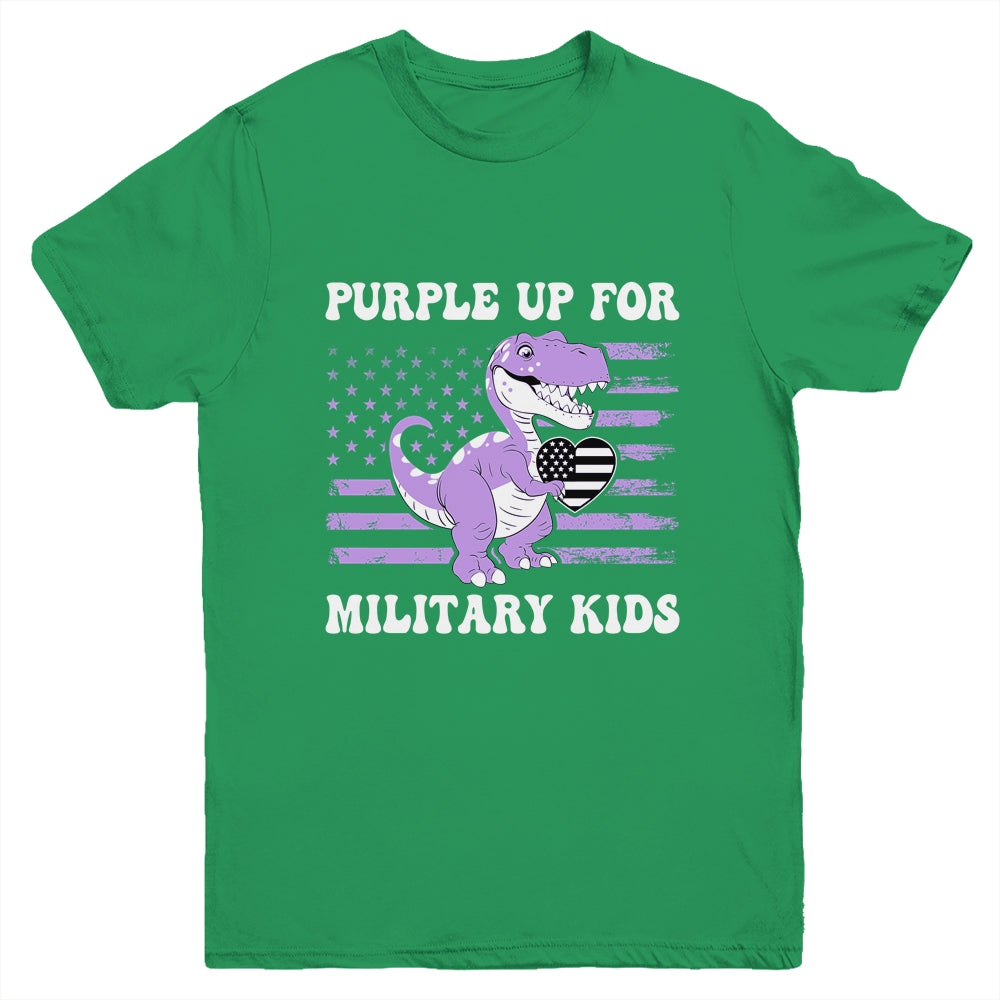 Purple Up For Military Kids Military Child Month Dino Boys Youth Shirt | siriusteestore