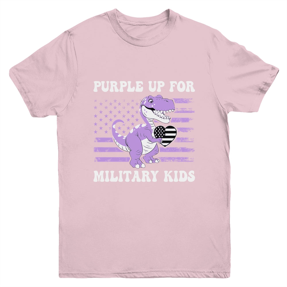 Purple Up For Military Kids Military Child Month Dino Boys Youth Shirt | siriusteestore