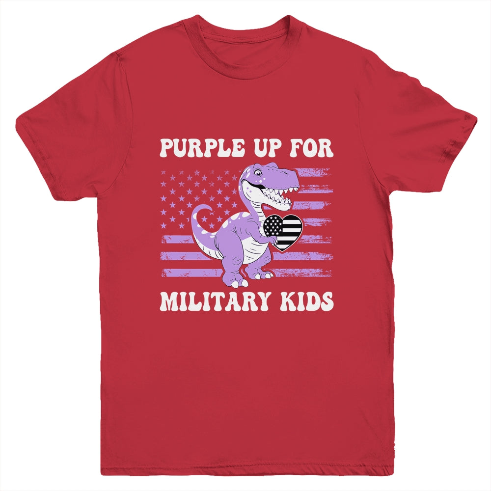 Purple Up For Military Kids Military Child Month Dino Boys Youth Shirt | siriusteestore