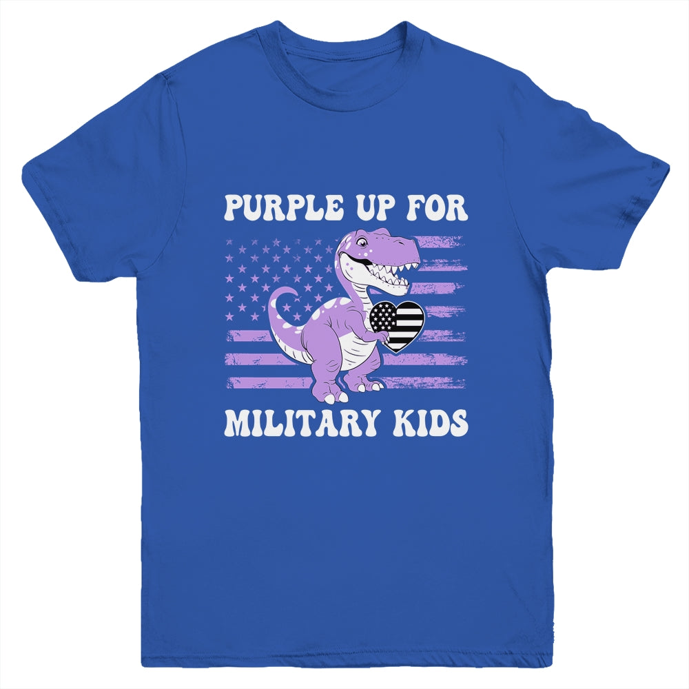 Purple Up For Military Kids Military Child Month Dino Boys Youth Shirt | siriusteestore