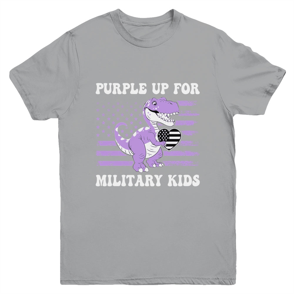 Purple Up For Military Kids Military Child Month Dino Boys Youth Shirt | siriusteestore