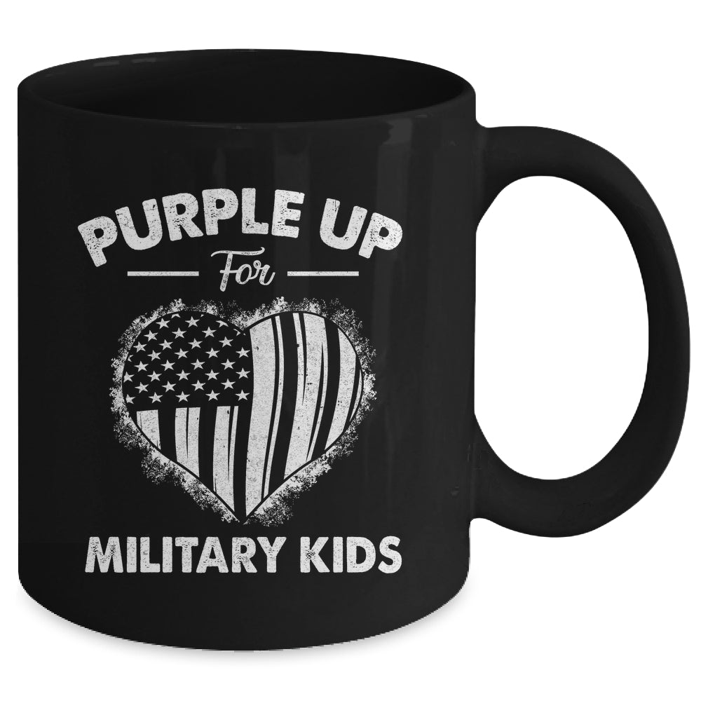 Purple Up For Military Kids Military Child Month Heart Flag Mug | siriusteestore
