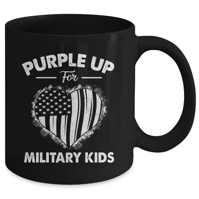 Purple Up For Military Kids Military Child Month Heart Flag Mug | siriusteestore