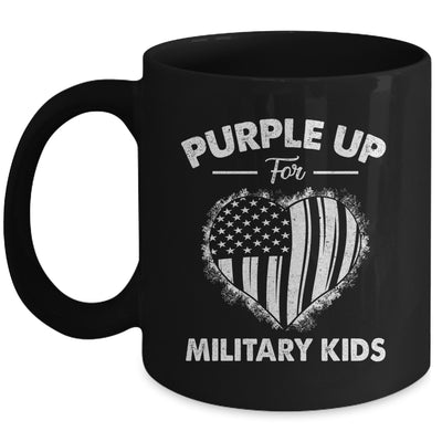 Purple Up For Military Kids Military Child Month Heart Flag Mug | siriusteestore