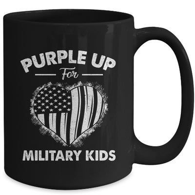 Purple Up For Military Kids Military Child Month Heart Flag Mug | siriusteestore