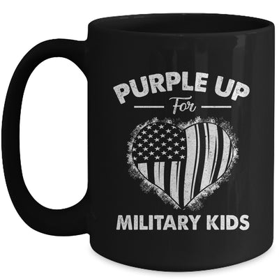 Purple Up For Military Kids Military Child Month Heart Flag Mug | siriusteestore