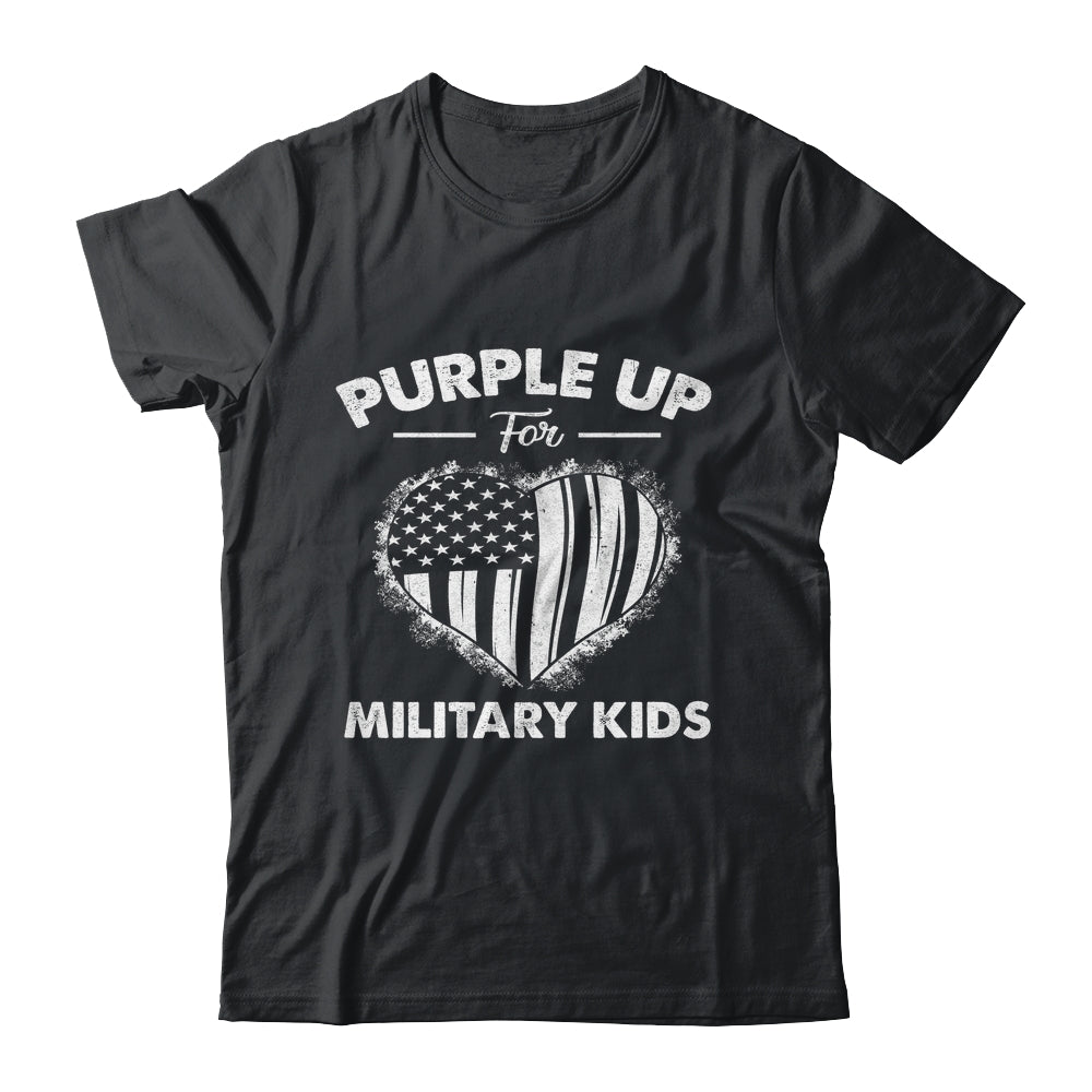 Purple Up For Military Kids Military Child Month Heart Flag Shirt & Hoodie | siriusteestore