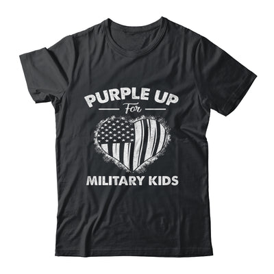Purple Up For Military Kids Military Child Month Heart Flag Shirt & Hoodie | siriusteestore