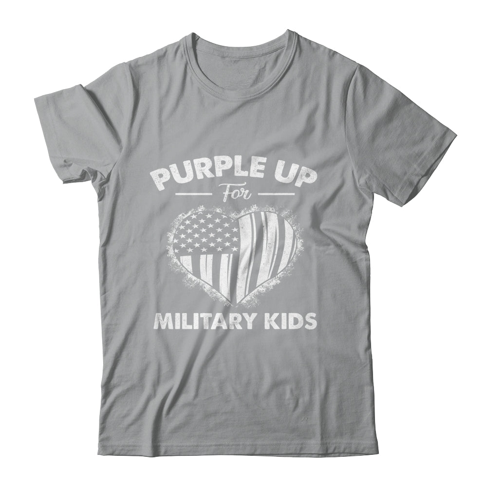 Purple Up For Military Kids Military Child Month Heart Flag Shirt & Hoodie | siriusteestore
