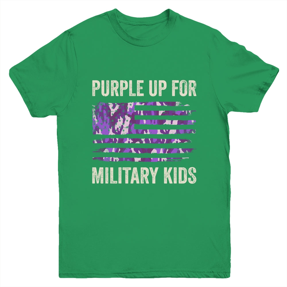 Purple Up For Military Kids Military Child Month USA Flag Youth Shirt | siriusteestore