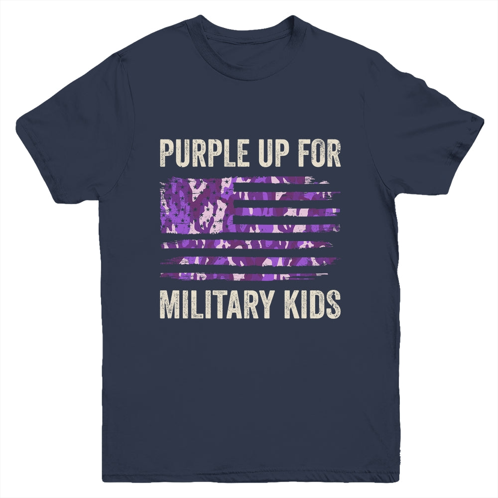 Purple Up For Military Kids Military Child Month USA Flag Youth Shirt | siriusteestore