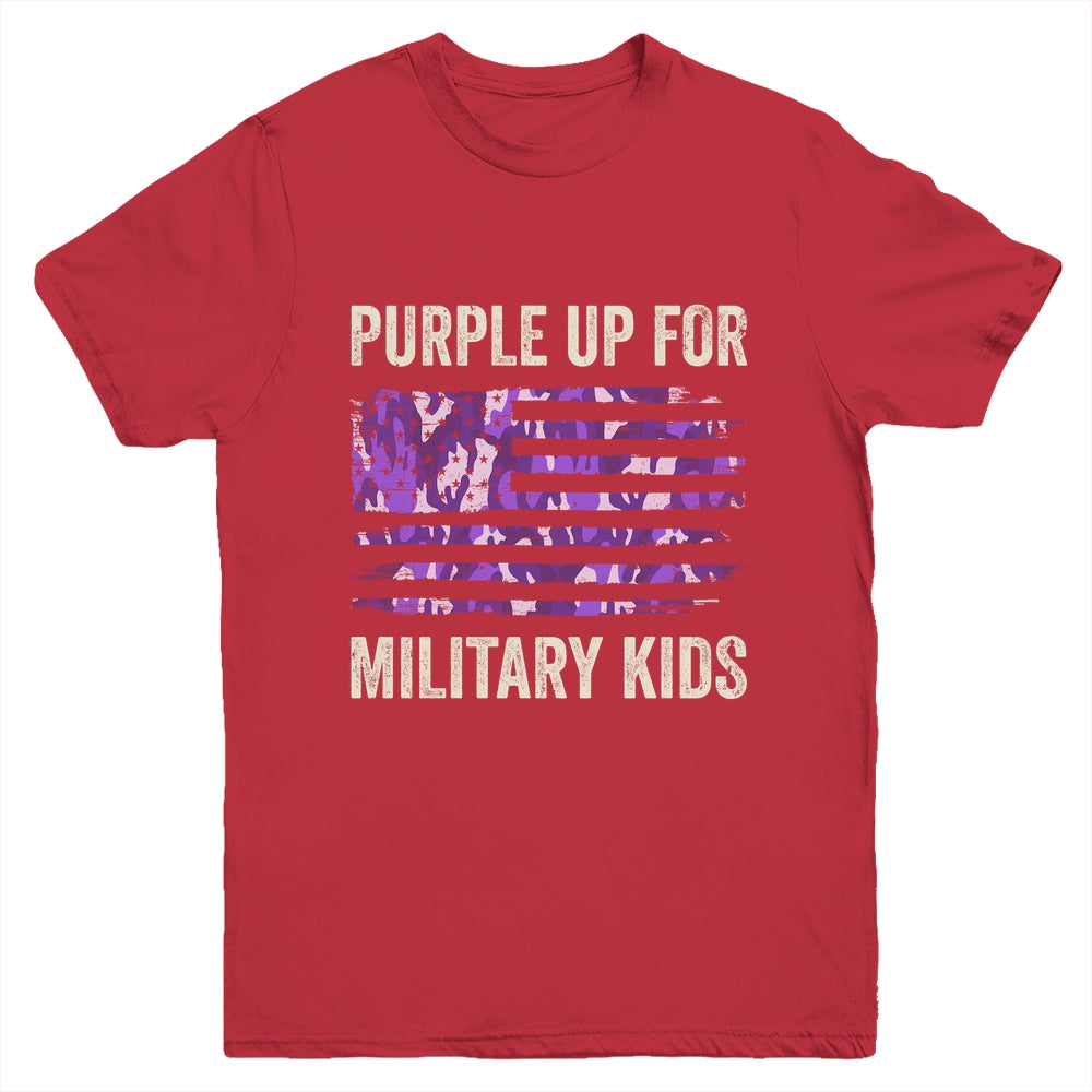 Purple Up For Military Kids Military Child Month USA Flag Youth Shirt | siriusteestore