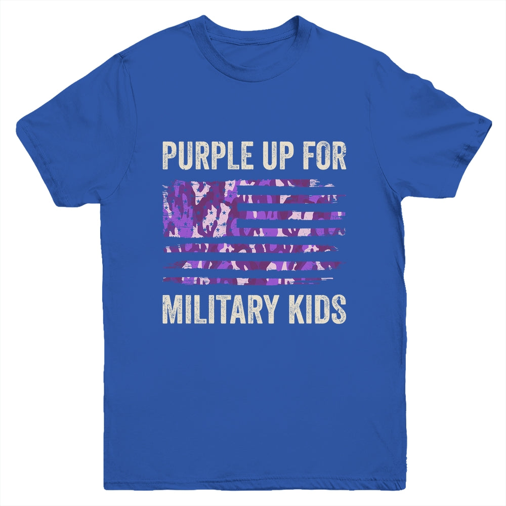 Purple Up For Military Kids Military Child Month USA Flag Youth Shirt | siriusteestore