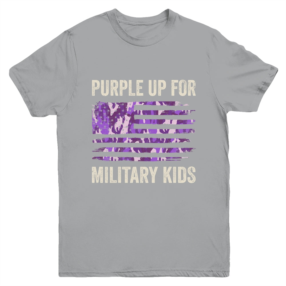 Purple Up For Military Kids Military Child Month USA Flag Youth Shirt | siriusteestore