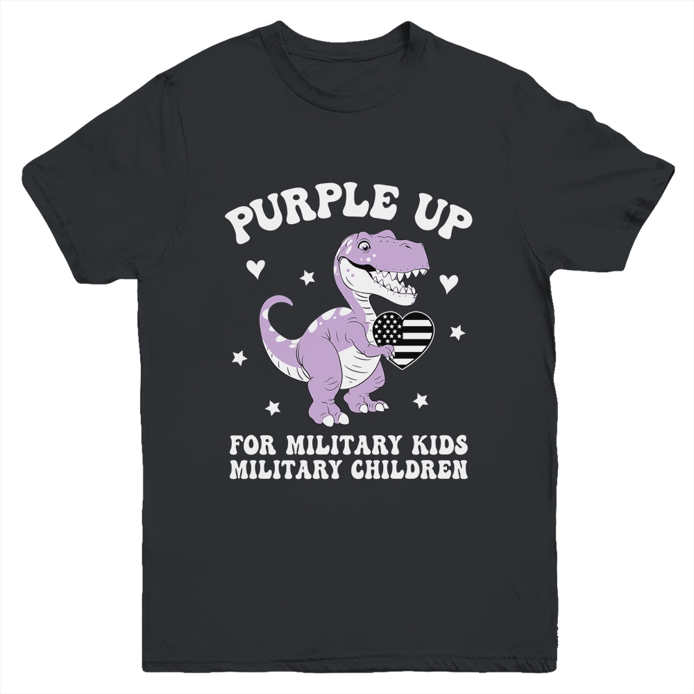 Purple Up For Military Kids Month Military Child Dinosaur Youth Shirt | siriusteestore