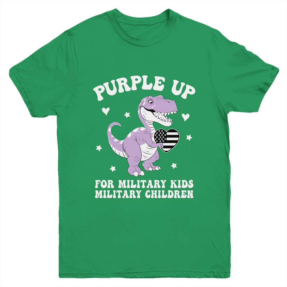Purple Up For Military Kids Month Military Child Dinosaur Youth Shirt | siriusteestore