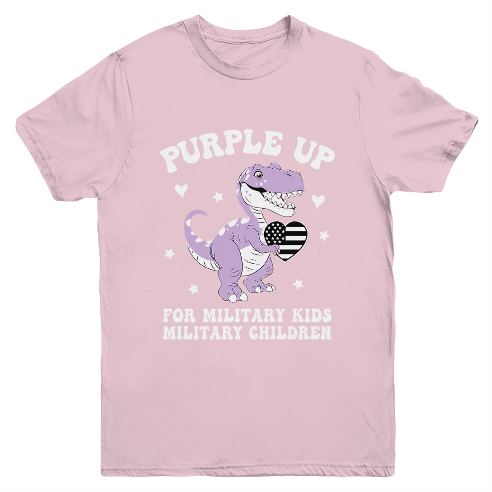 Purple Up For Military Kids Month Military Child Dinosaur Youth Shirt | siriusteestore