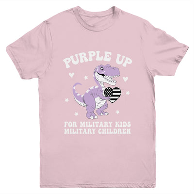 Purple Up For Military Kids Month Military Child Dinosaur Youth Shirt | siriusteestore
