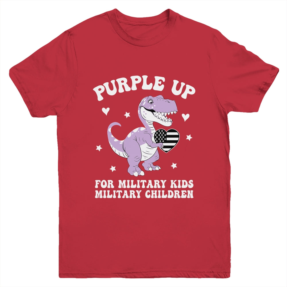 Purple Up For Military Kids Month Military Child Dinosaur Youth Shirt | siriusteestore