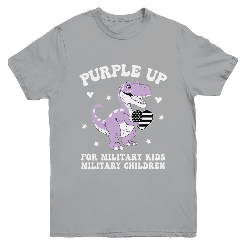 Purple Up For Military Kids Month Military Child Dinosaur Youth Shirt | siriusteestore