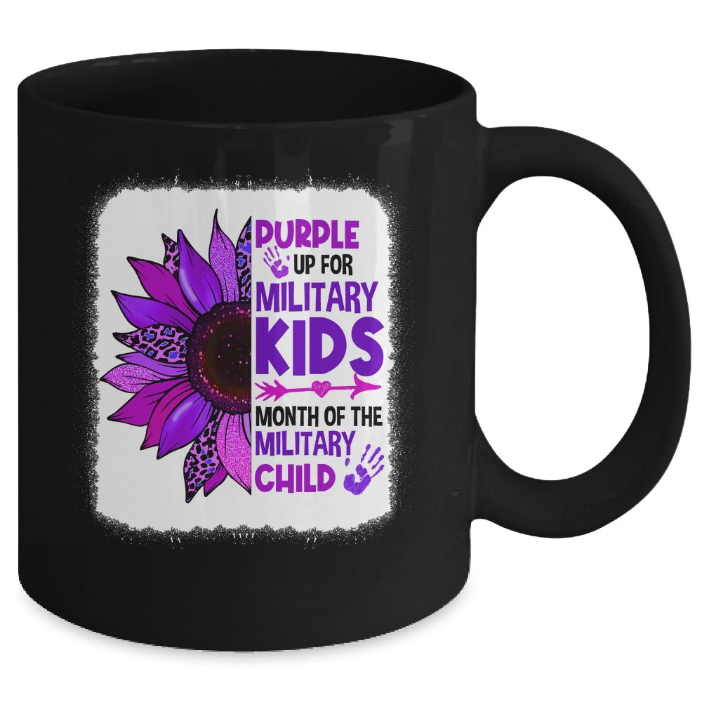 Purple Up Military Child Leopard Sunflower Bleached Mug | siriusteestore