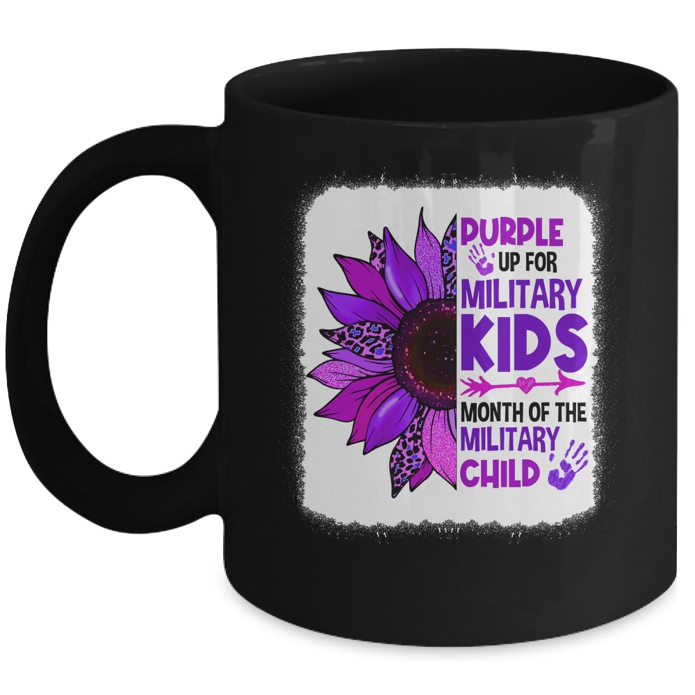 Purple Up Military Child Leopard Sunflower Bleached Mug | siriusteestore
