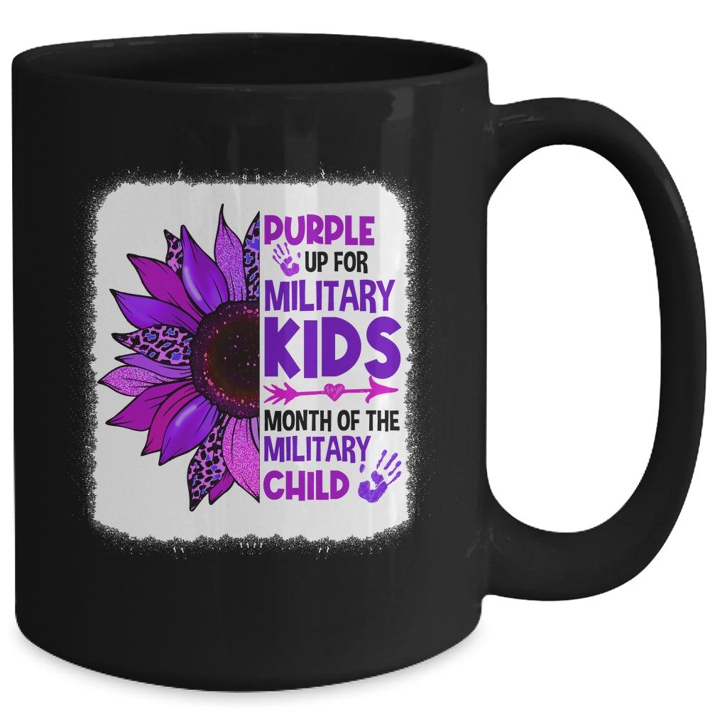 Purple Up Military Child Leopard Sunflower Bleached Mug | siriusteestore