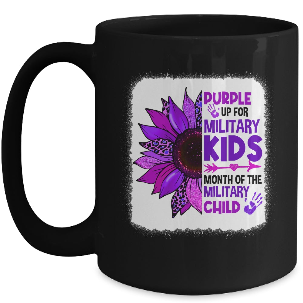 Purple Up Military Child Leopard Sunflower Bleached Mug | siriusteestore