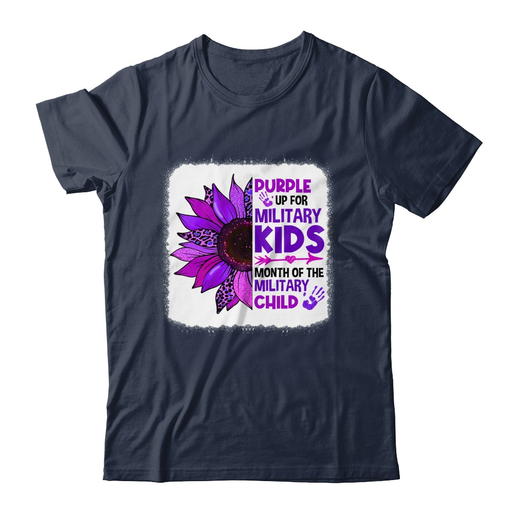 Purple Up Military Child Leopard Sunflower Bleached Shirt & Hoodie | siriusteestore