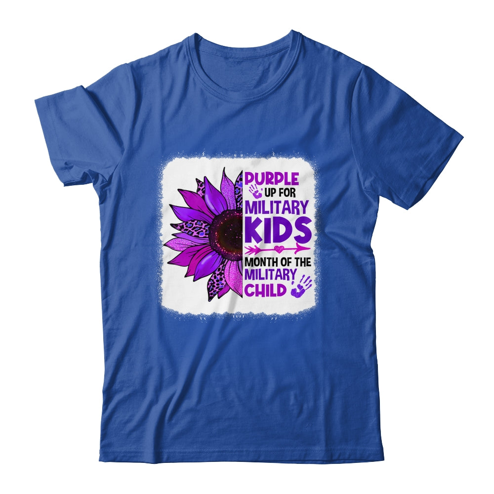 Purple Up Military Child Leopard Sunflower Bleached Shirt & Hoodie | siriusteestore