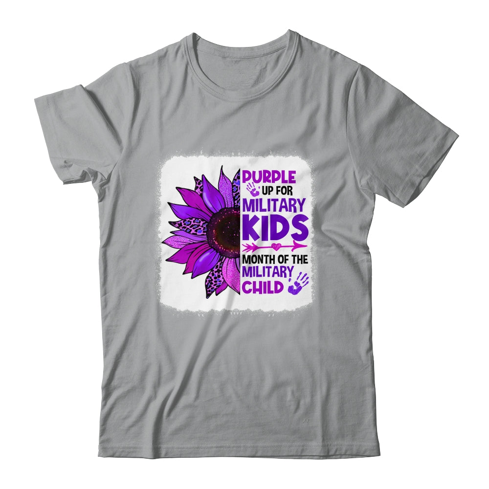 Purple Up Military Child Leopard Sunflower Bleached Shirt & Hoodie | siriusteestore