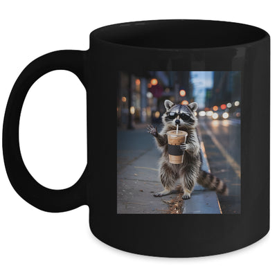 Raccoon Drinking Iced Coffee Funny Meme For Men Women Mug | siriusteestore