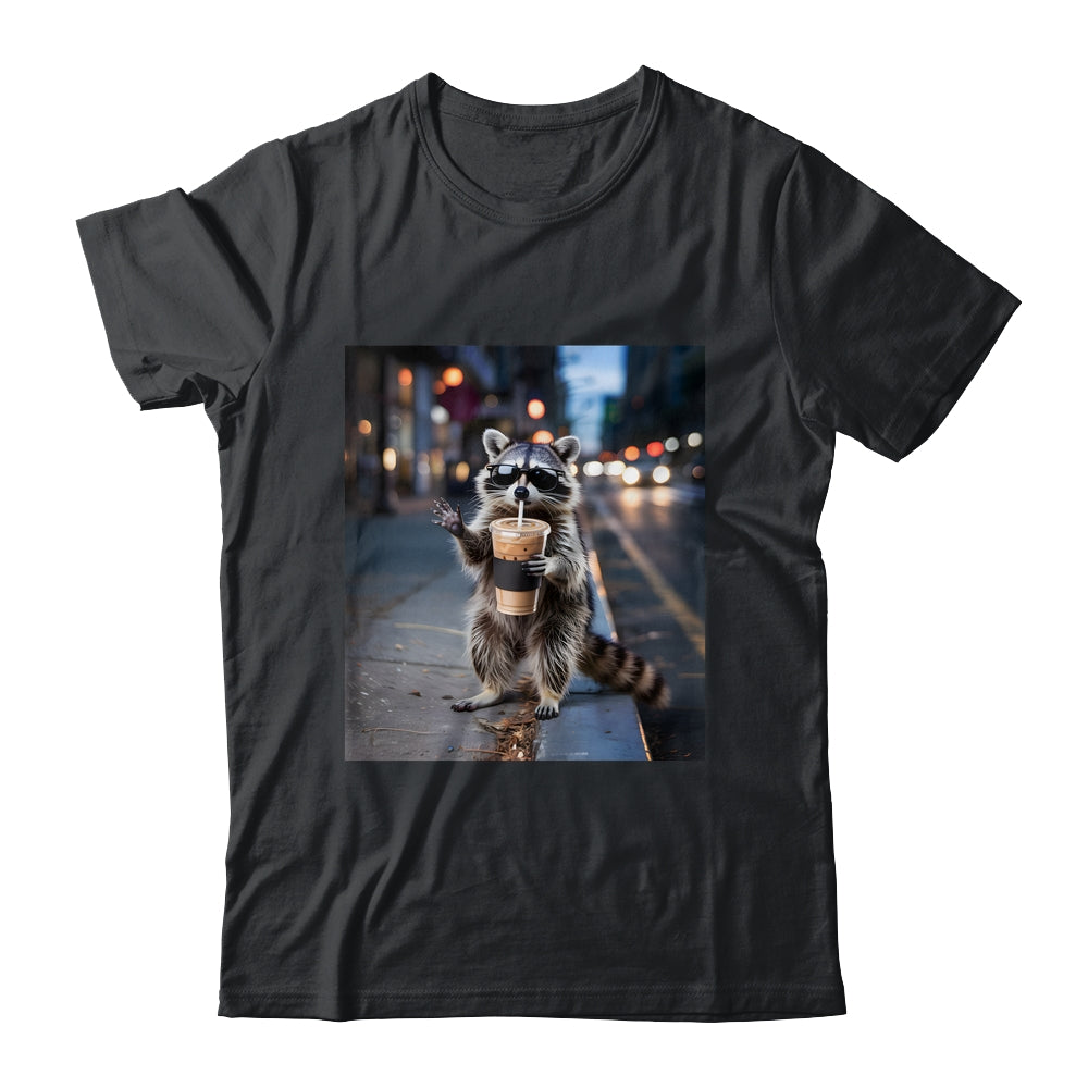Raccoon Drinking Iced Coffee Funny Meme For Men Women Shirt & Tank Top | siriusteestore