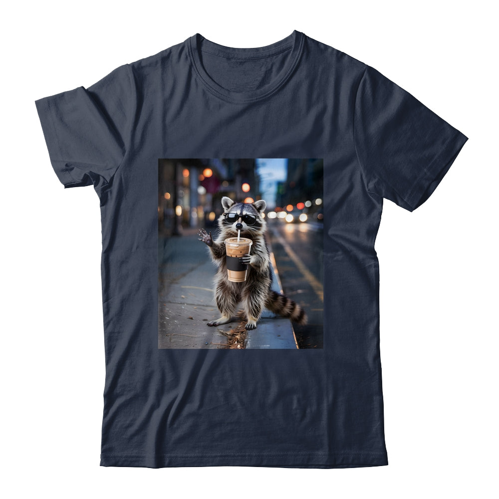 Raccoon Drinking Iced Coffee Funny Meme For Men Women Shirt & Tank Top | siriusteestore