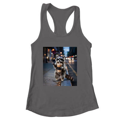 Raccoon Drinking Iced Coffee Funny Meme For Men Women Shirt & Tank Top | siriusteestore