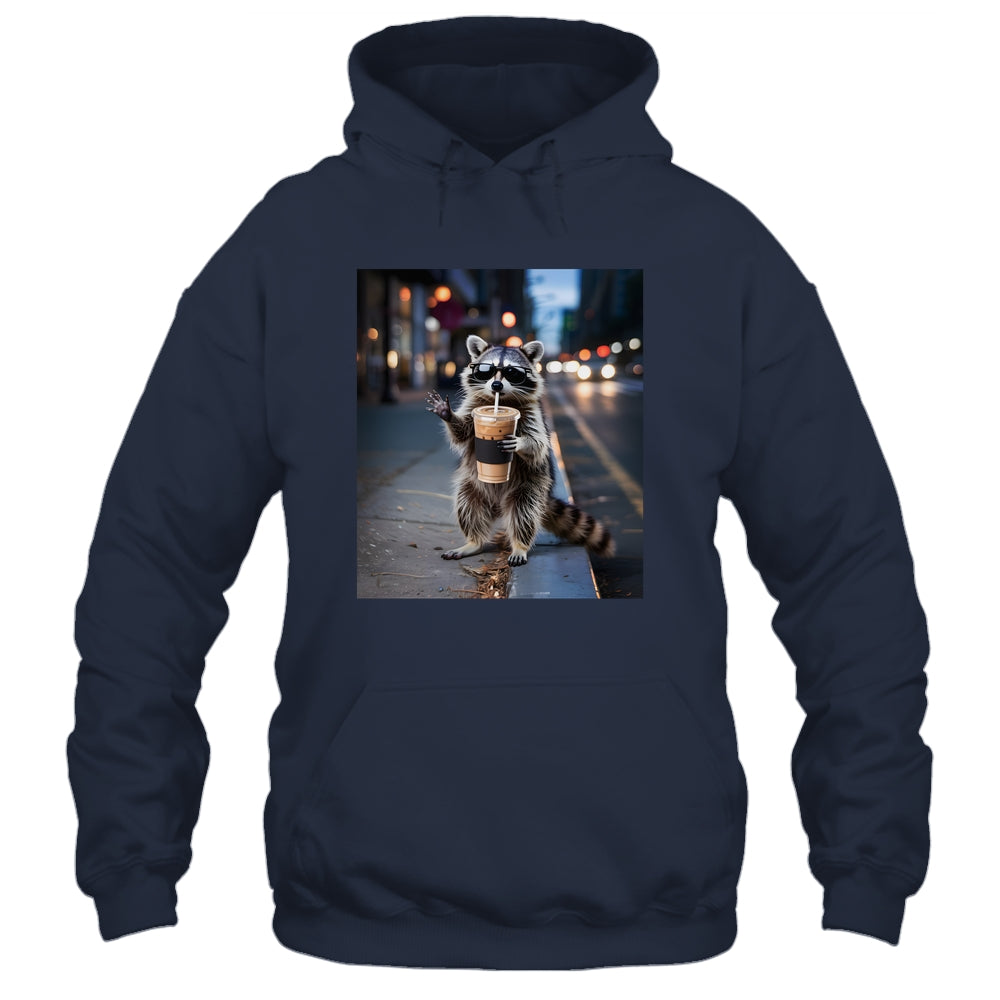 Raccoon Drinking Iced Coffee Funny Meme For Men Women Shirt & Tank Top | siriusteestore