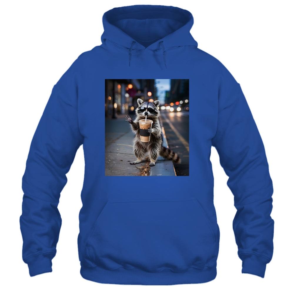 Raccoon Drinking Iced Coffee Funny Meme For Men Women Shirt & Tank Top | siriusteestore