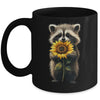 Raccoon Holding Sunflower Cute Flower Mothers Day Women Girl Mug | siriusteestore