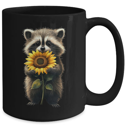 Raccoon Holding Sunflower Cute Flower Mothers Day Women Girl Mug | siriusteestore